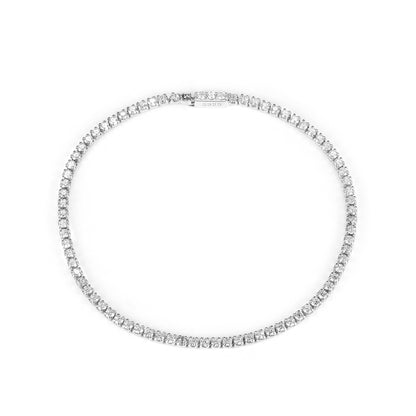 Isolated product shot of sterling-silver round CZ tennis bracelet on white background
