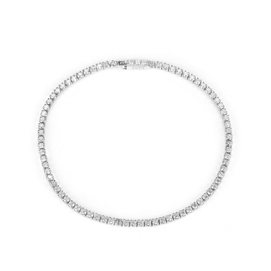 Isolated product shot of sterling-silver round CZ tennis bracelet on white background
