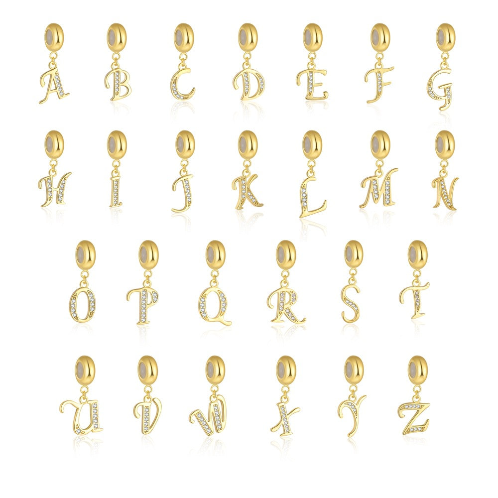 A–Z gold-plated CZ initial DIY pendants for girls in 925 sterling silver