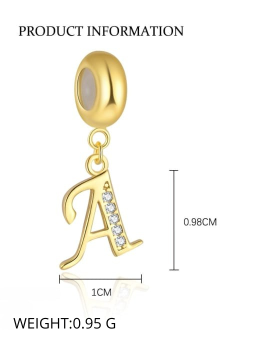 Gold-plated sterling silver CZ initial pendant letter A for girls