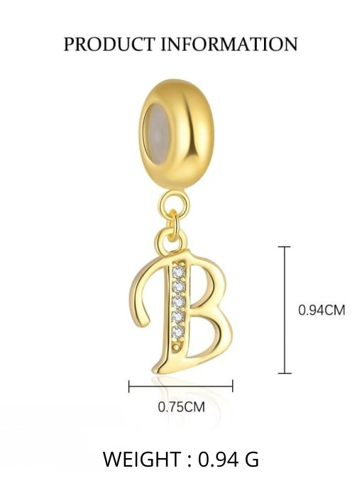 Gold-plated sterling silver CZ initial pendant letter B for girls