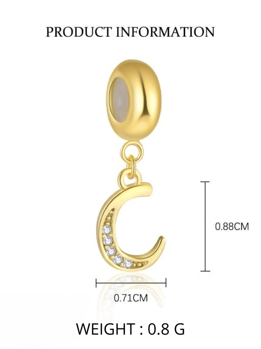 Gold-plated sterling silver CZ initial pendant letter C for girls