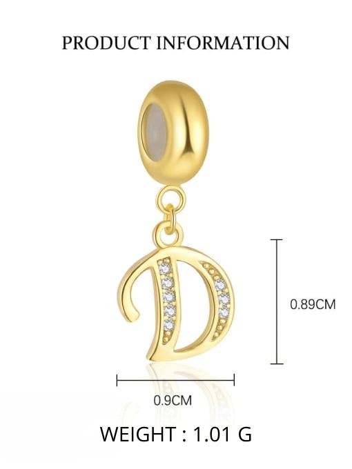 Gold-plated sterling silver CZ initial pendant letter D for girls