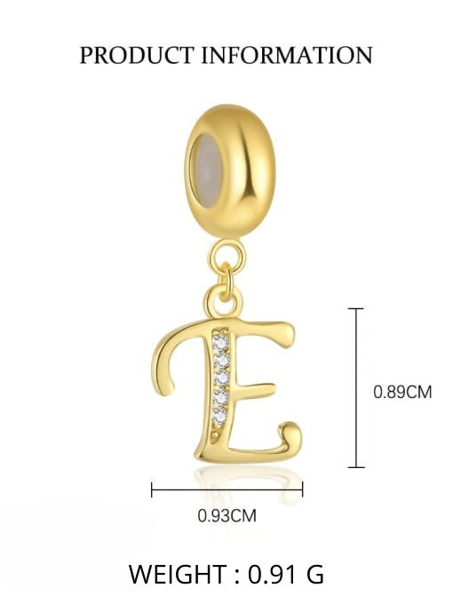 Gold-plated sterling silver CZ initial pendant letter E for girls
