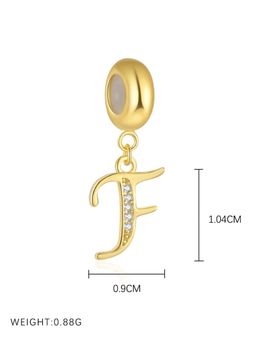 Gold-plated sterling silver CZ initial pendant letter F for girls