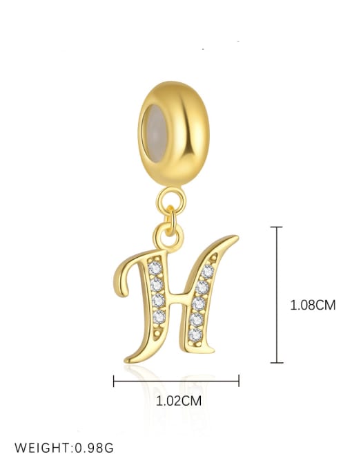 Gold-plated sterling silver CZ initial pendant letter H for girls