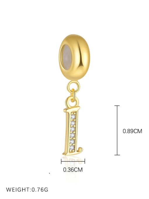 Gold-plated sterling silver CZ initial pendant letter I for girls