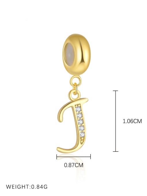 Gold-plated sterling silver CZ initial pendant letter J for girls