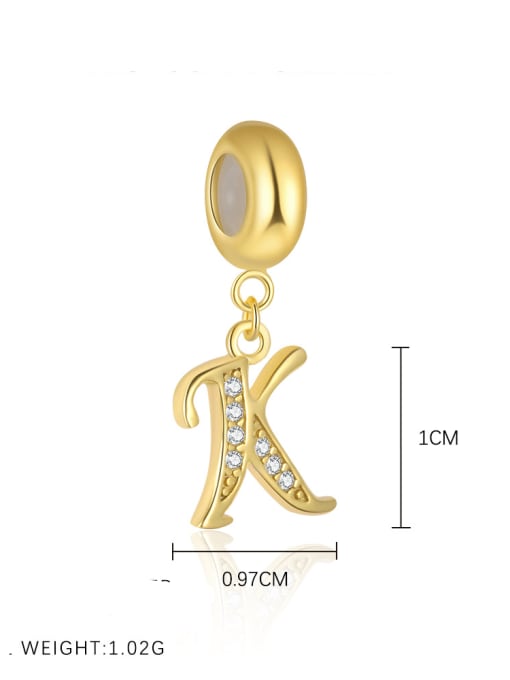 Gold-plated sterling silver CZ initial pendant letter K for girls