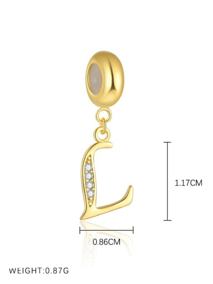 Gold-plated sterling silver CZ initial pendant letter L for girls