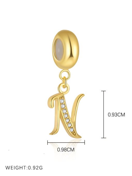 Gold-plated sterling silver CZ initial pendant letter N for girls