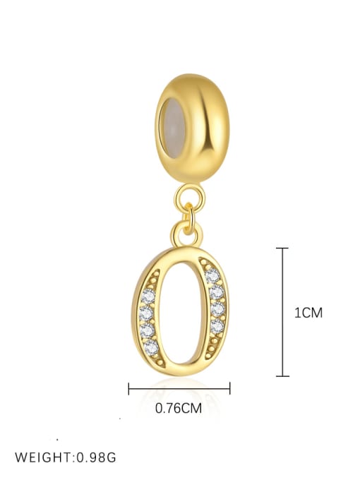 Gold-plated sterling silver CZ initial pendant letter O for girls