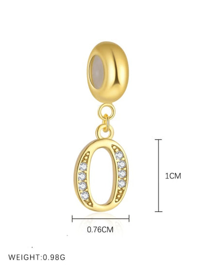 Gold-plated sterling silver CZ initial pendant letter O for girls