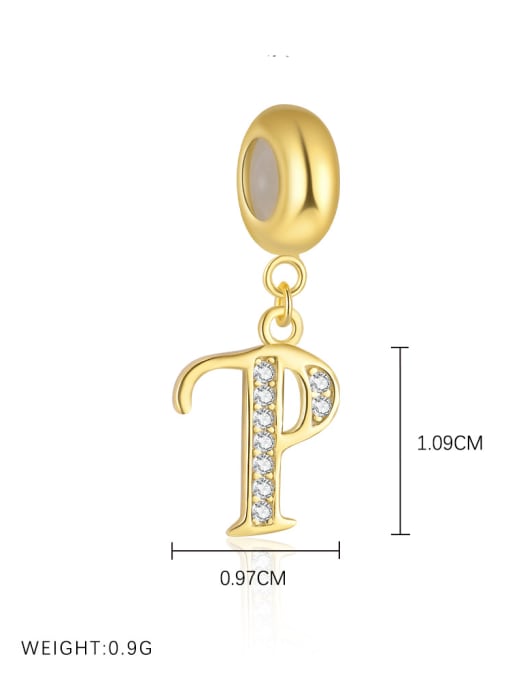 Gold-plated sterling silver CZ initial pendant letter P for girls