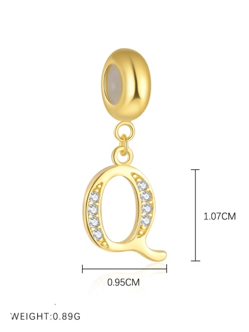 Gold-plated sterling silver CZ initial pendant letter Q for girls