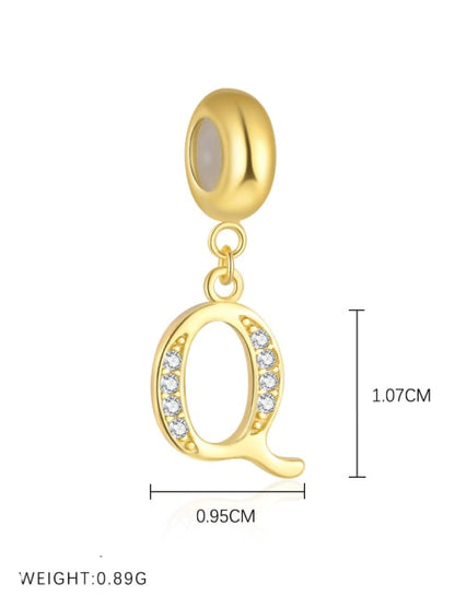 Gold-plated sterling silver CZ initial pendant letter Q for girls