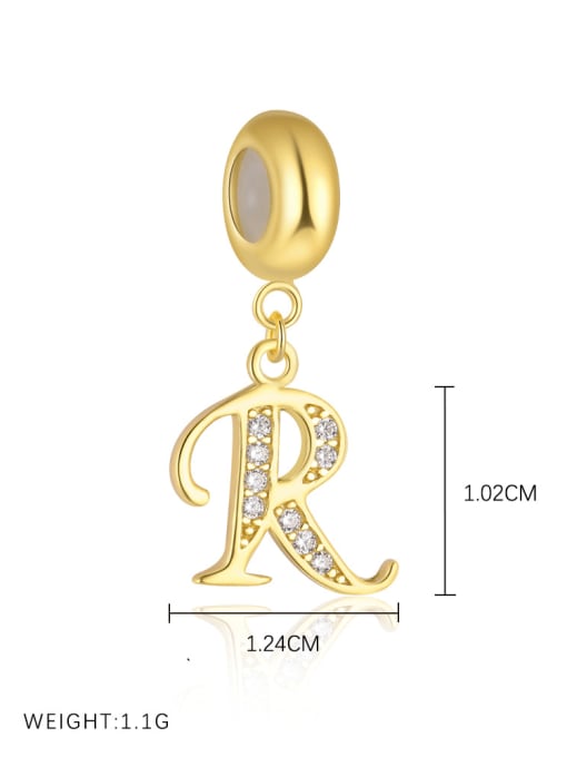 Gold-plated sterling silver CZ initial pendant letter R for girls