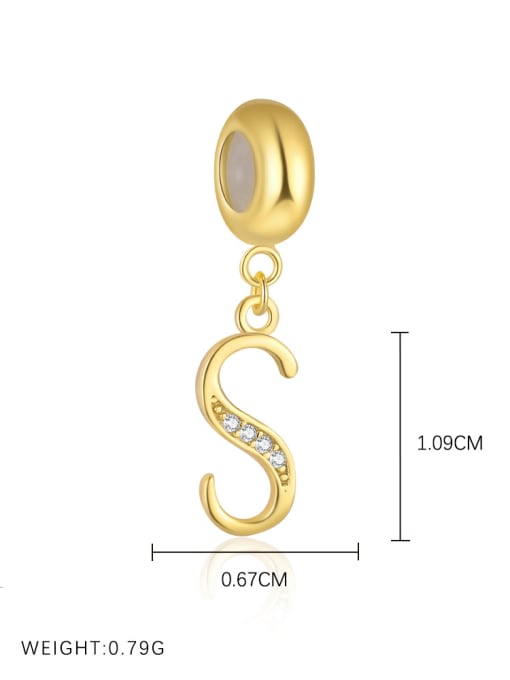 Gold-plated sterling silver CZ initial pendant letter S for girls