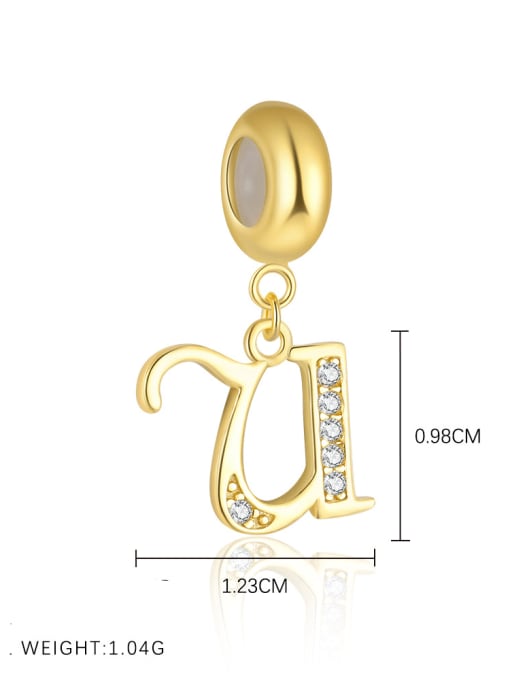 Gold-plated sterling silver CZ initial pendant letter U for girls
