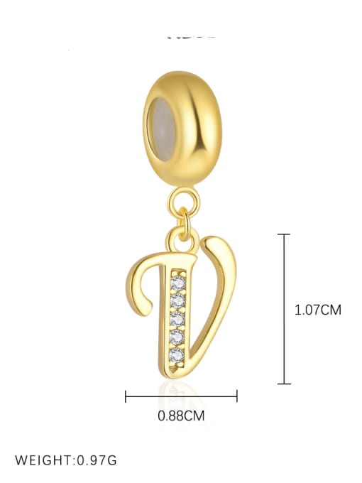 Gold-plated sterling silver CZ initial pendant letter V for girls