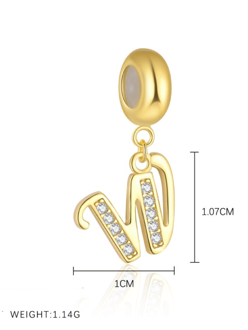 Gold-plated sterling silver CZ initial pendant letter W for girls