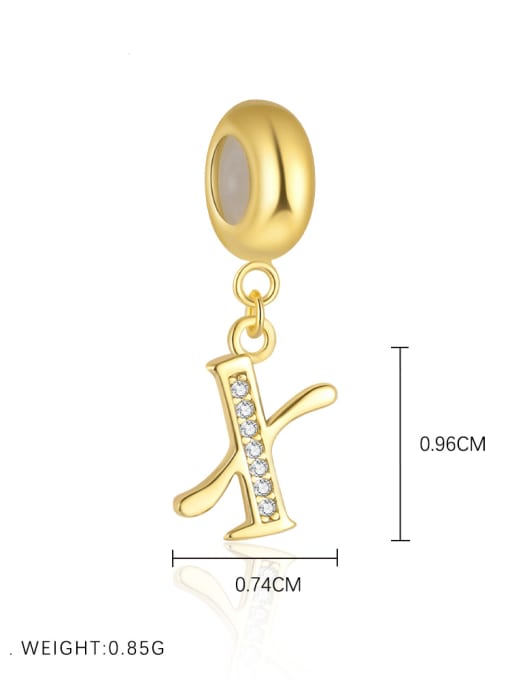 Gold-plated sterling silver CZ initial pendant letter X for girls