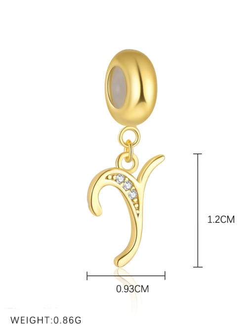 Gold-plated sterling silver CZ initial pendant letter Y for girls