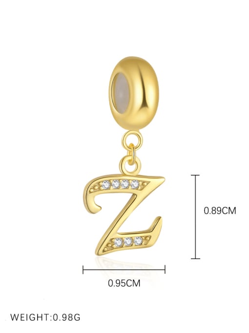 Gold-plated sterling silver CZ initial pendant letter Z for girls
